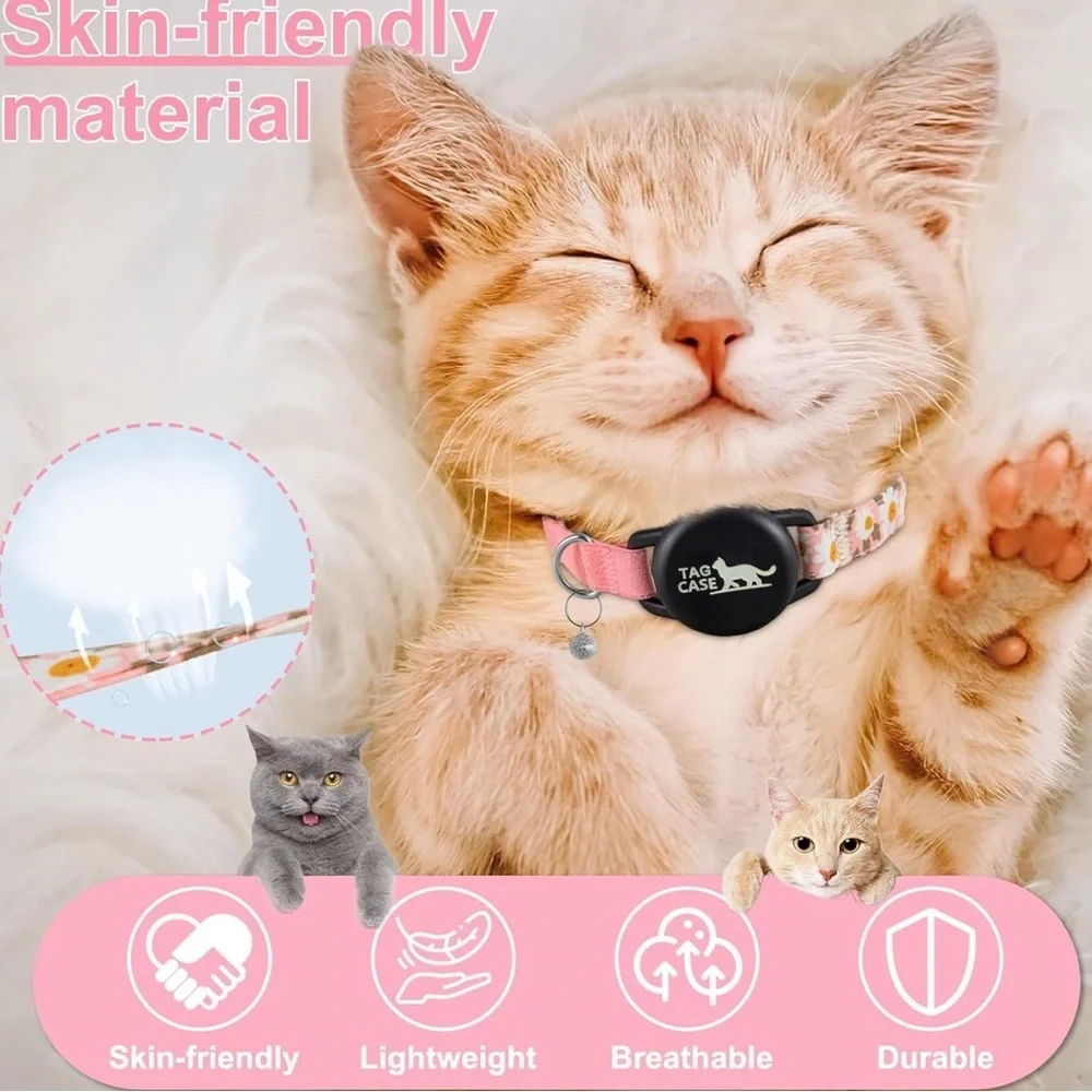 Apple Airtag Cat Collar with Breakaway Buckle and Airtag Holder (056)